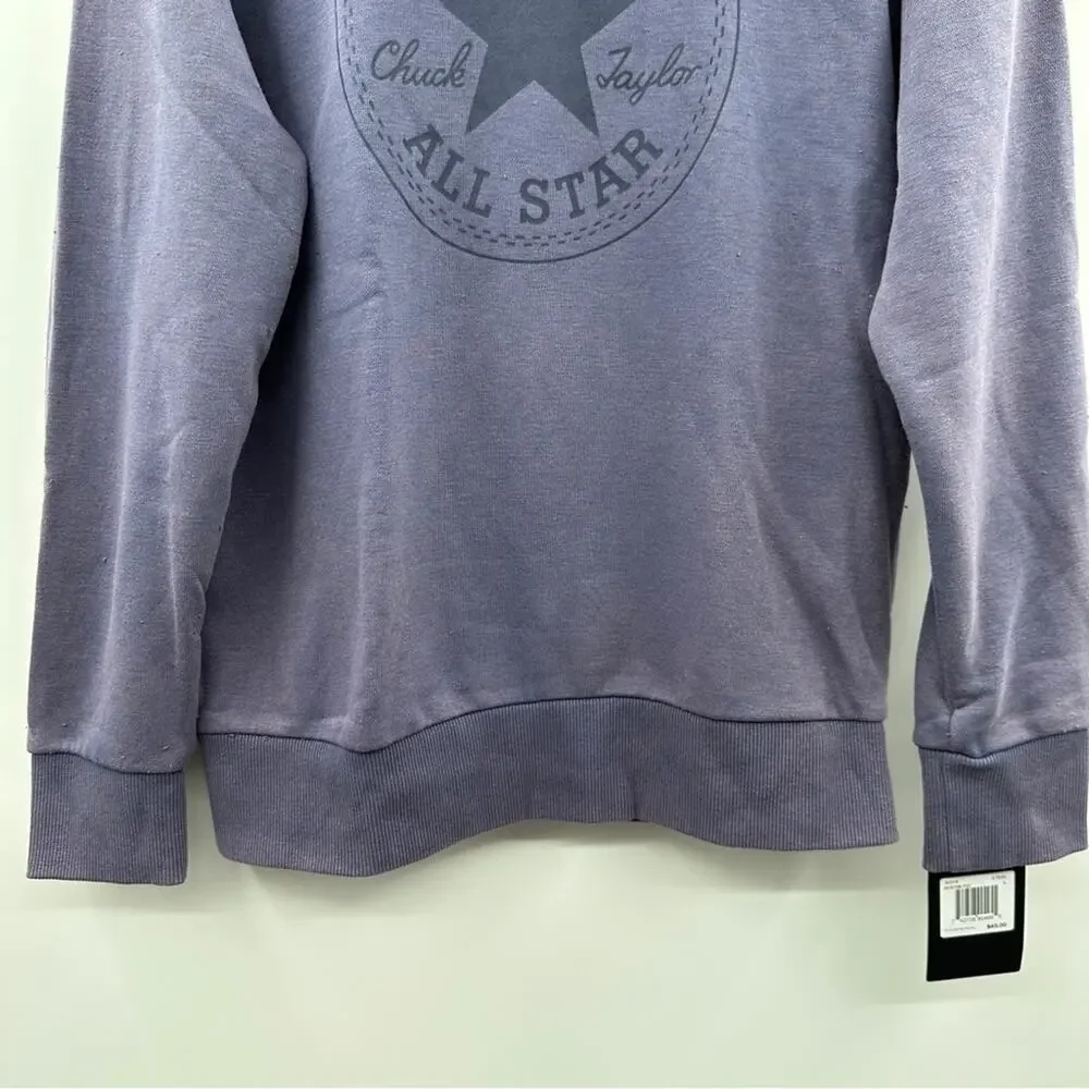 Converse Boy's Slate Purple Washed Long Sleeve Pullover Hoodie Sweatshirt Size L